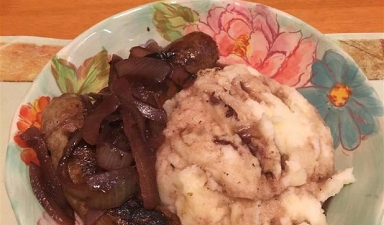 True Bangers and Mash with Onion Gravy