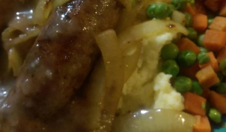 True Bangers and Mash with Onion Gravy