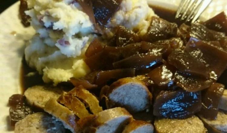 True Bangers and Mash with Onion Gravy